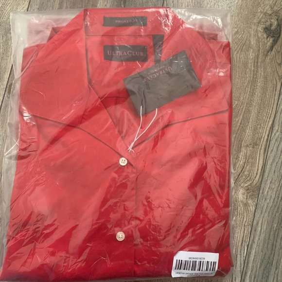 NWT ULTRACLUB WHISPER ELITE TWILL CARDINAL RED BUTTON DOWN MEDIUM, LARGE - Picture 7 of 11